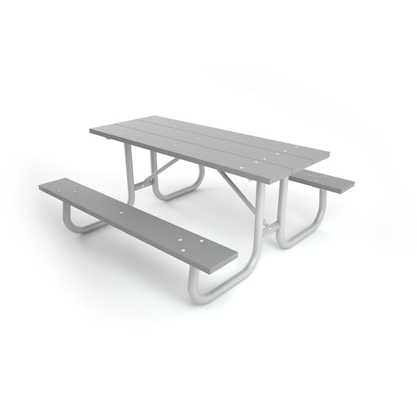 Gray 6' Galvanized Frame Table with Galvanized Frame